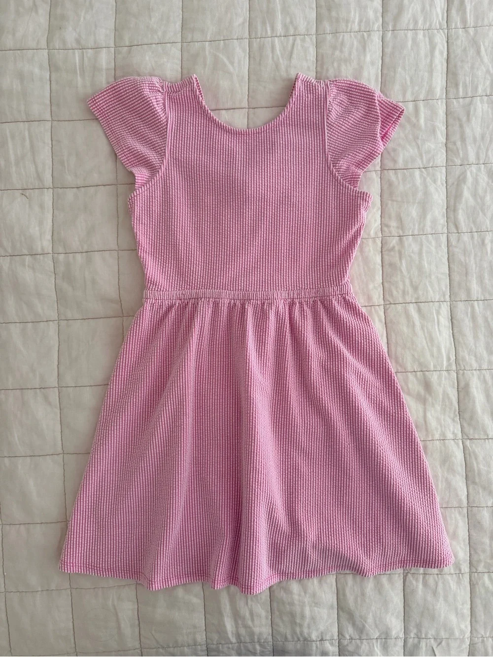 J. Crew - Crewcuts Pink Knit Flutter Sleeve Casual Dress with cute bow